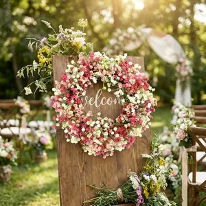 1-Counts simulation pink starry sky wreath, 30cm/11.8inch diameter, suitable for fireplace decoration, wedding decoration, entrance door holiday decoration, Valentine's Day, Thanksgiving, Mother's Day, Halloween and other holiday gifts