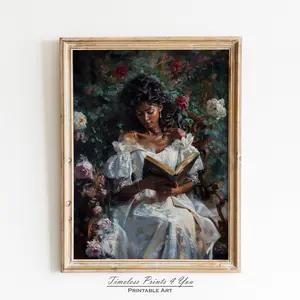 Black Woman Art, Black Woman Wall Art Print, Moody Victorian Art, African American Printable Wall Art, Room Decor