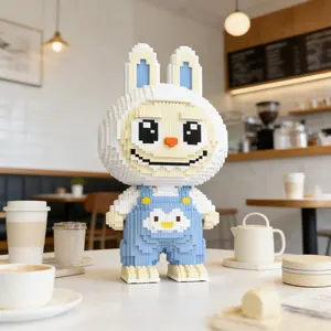 Blue Rabbit 3D Puzzle Building Blocks Decoration, Bookshelf Home Office Cabinet Decor, Party Living Room TV Stand Display Gift