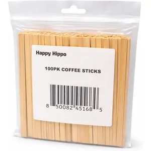 100 Pack Bamboo Splinter-Free Wooden Coffee Stirrers for Hot Chocolate Coffee Tea, Bulk Package for Restaurant Coffee Bar Cafe