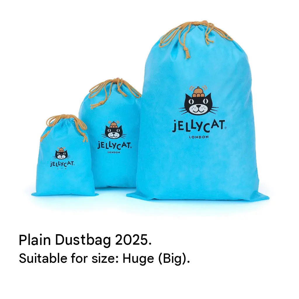 Jellycat accessories: dust bag, gift box, and gift bag.