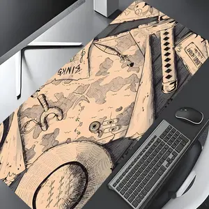 Anime Pirate Journey Map Pattern Mouse Pad, Rectangle Gaming Mouse Pad, Non-slip Mousepad, Office Desk Keyboard Mouse Mat for Home Office Game Room Desk, Desk Accessories