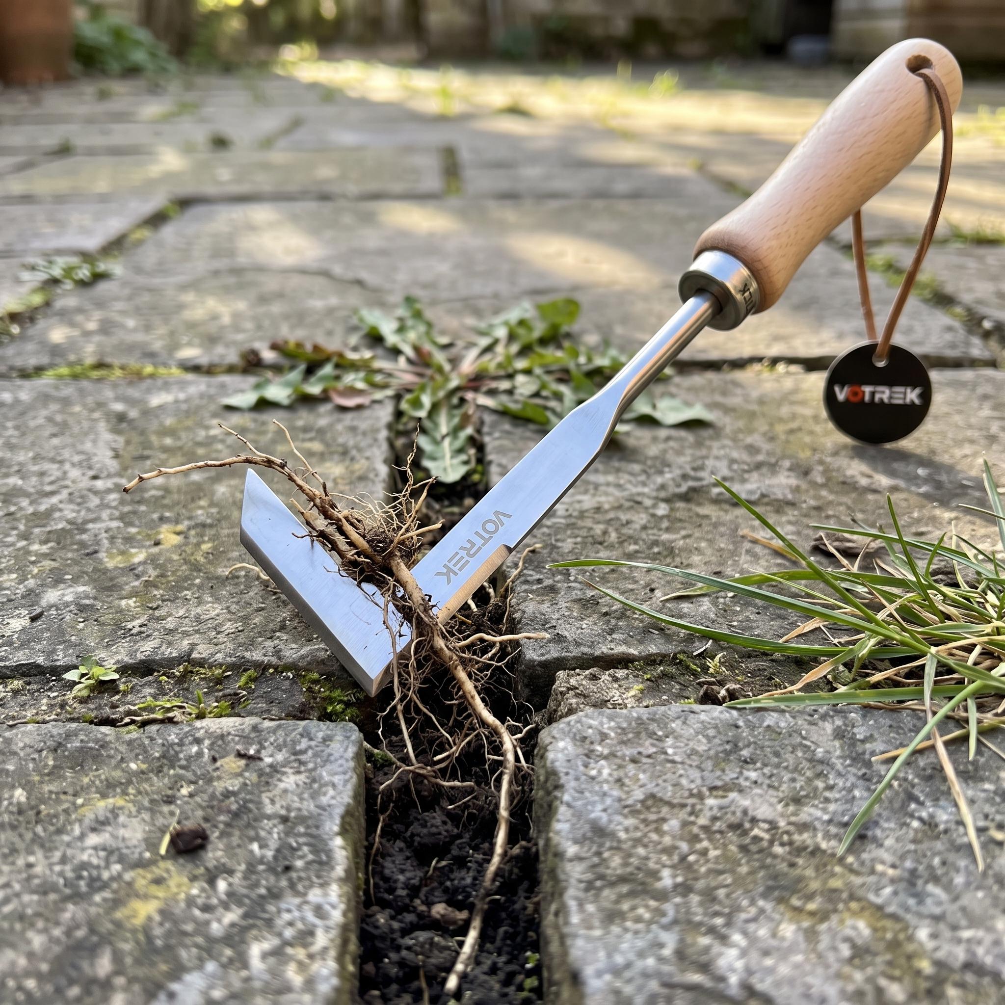 VOTREK Crack Weeder Tool Set with Gloves, Complete Crevice Weeding Kit for Sidewalk Cracks, Driveway, Patio Pavers, L Shaped Manual Weed Puller Remover, Garden Gift for Gardeners