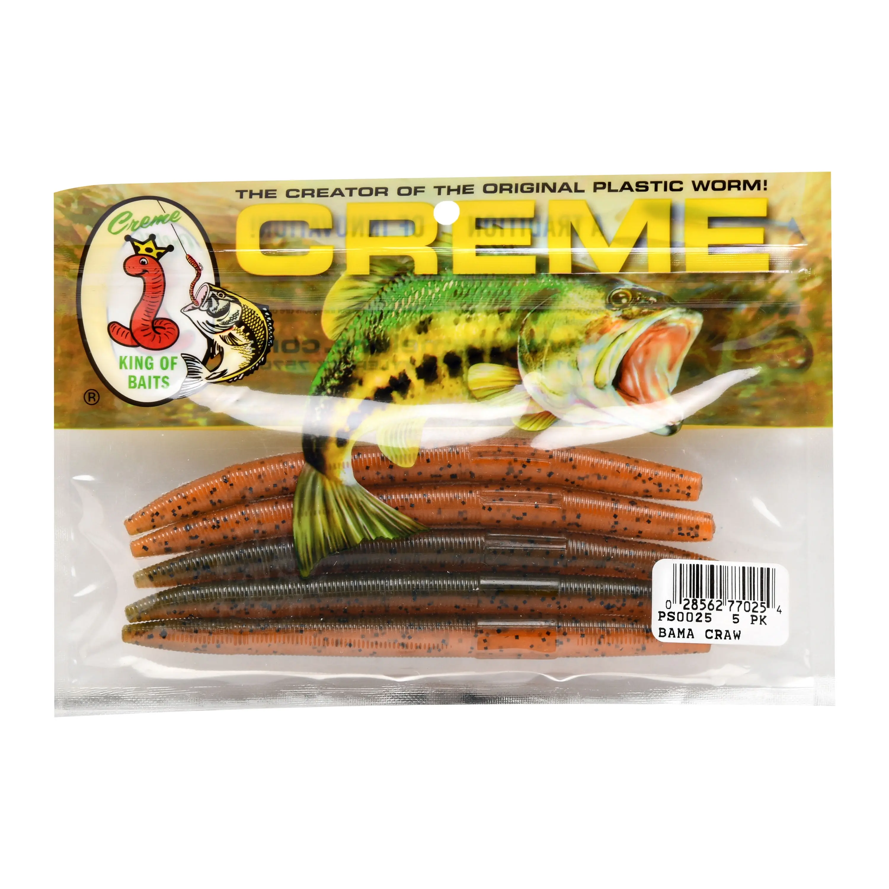 Creme Lure Creme Stick Soft Plastic Fishing Lures for Bass – 5-Count Pack Realistic Crawfish Color Durable Stick Bait for Texas & Wacky Rigging