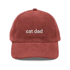Cat Dad Corduroy Hat – Embroidered Low-Profile Cap