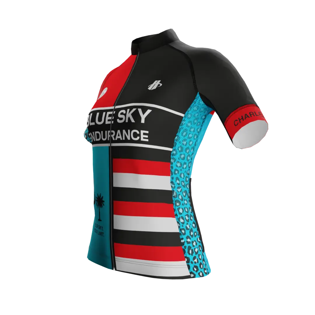 Women's Race Fit Cycling Jersey, Lightweight Short-Sleeve Training Gear in Moisture-Wicking Stretch Fabric with Pro Grip Armbands, UPF 30+, and 3 Back Pockets