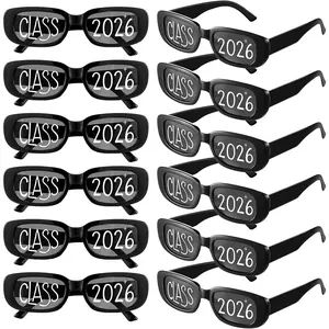 12 Pcs 2026 Graduation Glasses Class of 2026 Sunglasses Bulk Plastic Eyeglasses Graduation Party Supplies Photo Booth Props (Black)