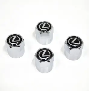 Lexus Universal Fit 4x Tire Valve Stem Caps Silver & Black Aluminum Alloy Dust Proof Wheel Caps 11mm x 16mm for Car & Truck Automotive