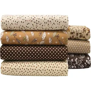 7PCS/lot Coffee Series Floral Cotton Quilting Patchwork Fat Quarter Bundles for Scrapbooking, Cloth Sewing,, Bags, Pillows - 19.7X19.7inches