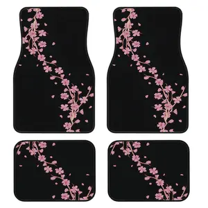 4-Piece Cherry Blossom Print Car Floor Mats Set, Car Accessories, Universal Fit for All Vehicles, Stylish Interior Decor, Easy Clean, Comfortable & Protective