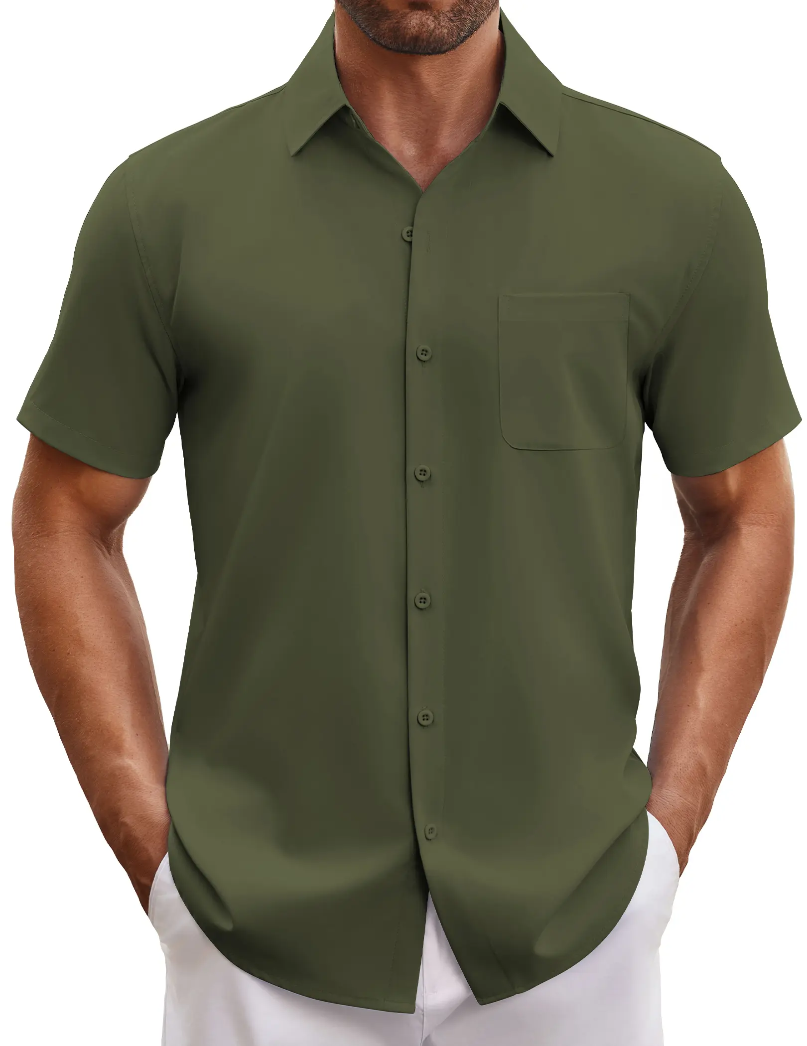 COOFANDY Mens Short Sleeve Button Down Shirts Casual Dress Shirt Untucked Shirts with Pocket