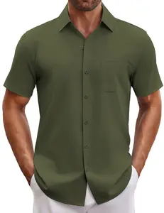 COOFANDY Mens Short Sleeve Button Down Shirts Casual Dress Shirt Untucked Shirts with Pocket