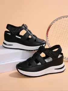 Women's Fashionable Velcro Platform Sandals, Casual Comfortable Breathable Sandals for Beach, Outdoor, Daily Wear, Lightweight Sandals