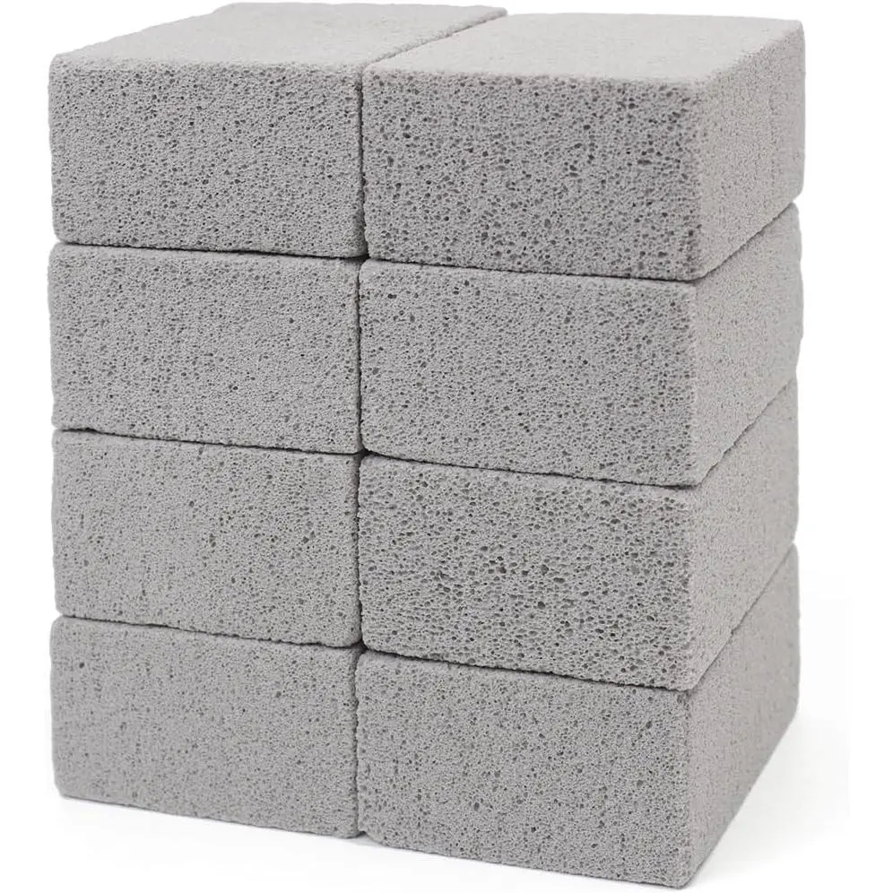Non Scratch BBQ Grill Stone Cleaning Block Griddle Brick Oven Stone  Blackstone Cleaner, 8 Pack GrayMagic Stone For Removing Stains,Cleaning Flat Top Cookers,Toilet,Pool,Exfoliation