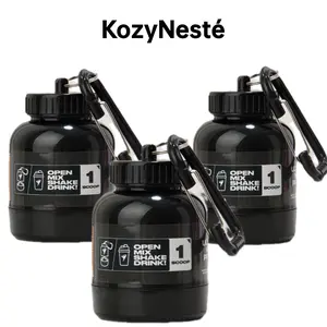 3 Pack 100ml Protein Powder Keychain,KozyNesté Portable to-Go Container, Funnel design,for protein powder, pre work, vitamin, other supplement,for The Gym,Workouts,Finess, and Travel, Gifts gym bag