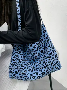 Large Capacity Leopard Print Shoulder Bag, Fashionable Women's Crossbody Backpack, Lightweight Foldable Soft Fabric, Perfect Gift for Friends and Family