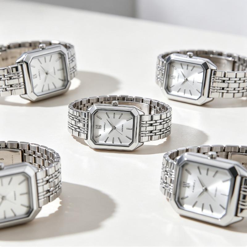 Old Money Aesthetic Silver Watch | Clean White Dial for Elevated Everyday Style