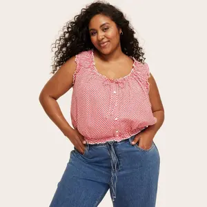 Women's Shell Tank Top - Parke Red Gingham Check 1X