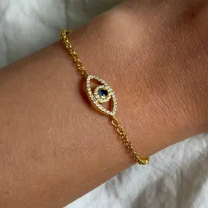EVRY JEWELS Gold or Silver Plated Women's Hypoallergenic Evil Eye Bracelet