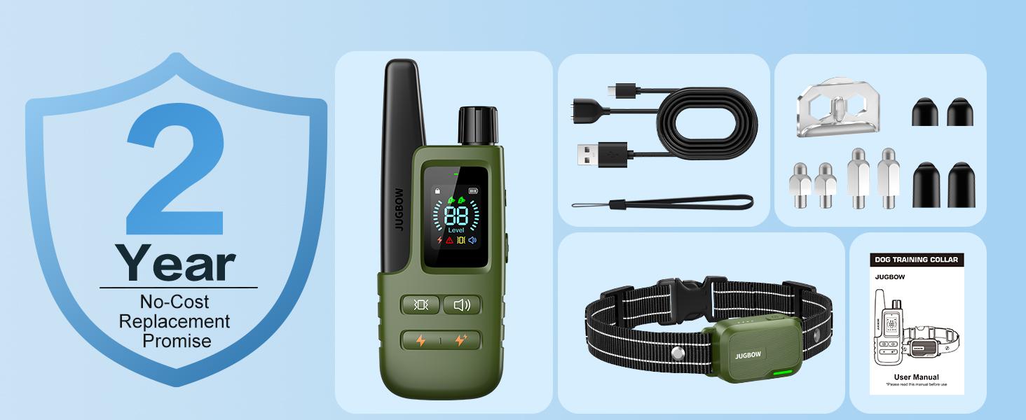 Jugbow Dog Training Collar - 4500FT with Remote, 4 Training Modes, Security Lock, IPX8 Waterproof, Rechargeable e-Collar for All Breeds DT61 Outdoor