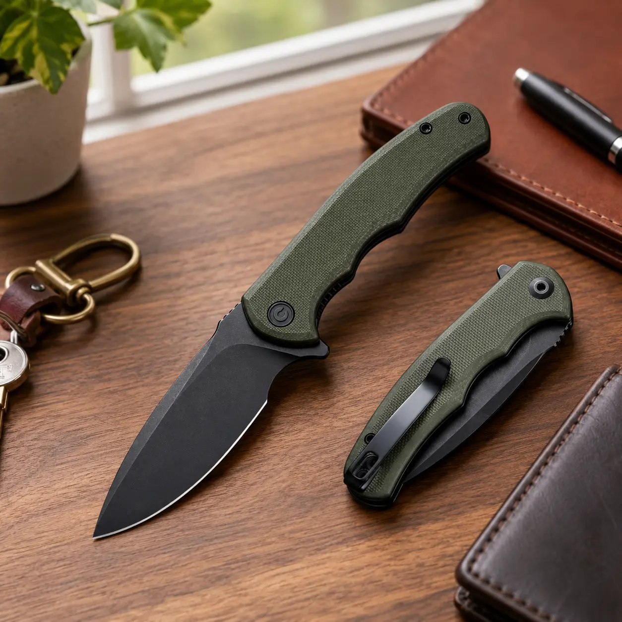 Portable folding knife featuring a 2.98-inch D2 steel blade and G10 handle; a compact EDC (Everyday Carry) knife suitable for both men and women, equipped with a pocket clip—sharp, durable, and ideal for camping, survival, and hiking.