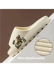 Dino Roar Crocodile Print Coconut Slippers - Prehistoric T-Rex & Crocodile Design Men's Beach Sandals with Jurassic Dinosaur Pattern for Summer Outdoor Casual Wear