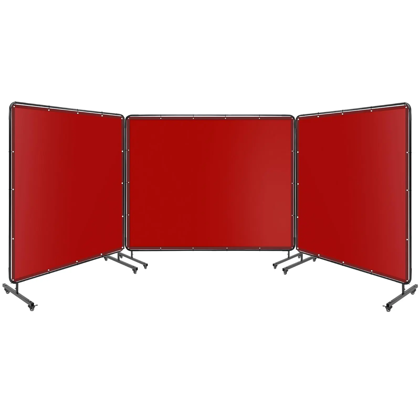 Garvee Heavy Duty 3-Panel 8x6 ft Welding Safety Screen with Frame, 4 mm Thick Vinyl Flame-Resistant Curtain, Lockable Swivel Wheels, Transparent Panels, Zip Ties for Home Improvement Productivity