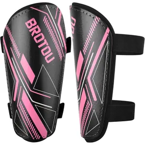 Football shin guards (for children aged 2-18), youth football shin guards, adjustable strap shin guards, protective equipment with ankle and calf protection (size S, black and pink): for sports and outdoor use