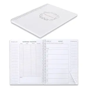 Soligt Weekly Meal Planner Notebook and Food Planner with Easy Tear off Grocery List & Expense Tracker Organizer, 52 Weeks, 10"X7", Spiral Design notebook