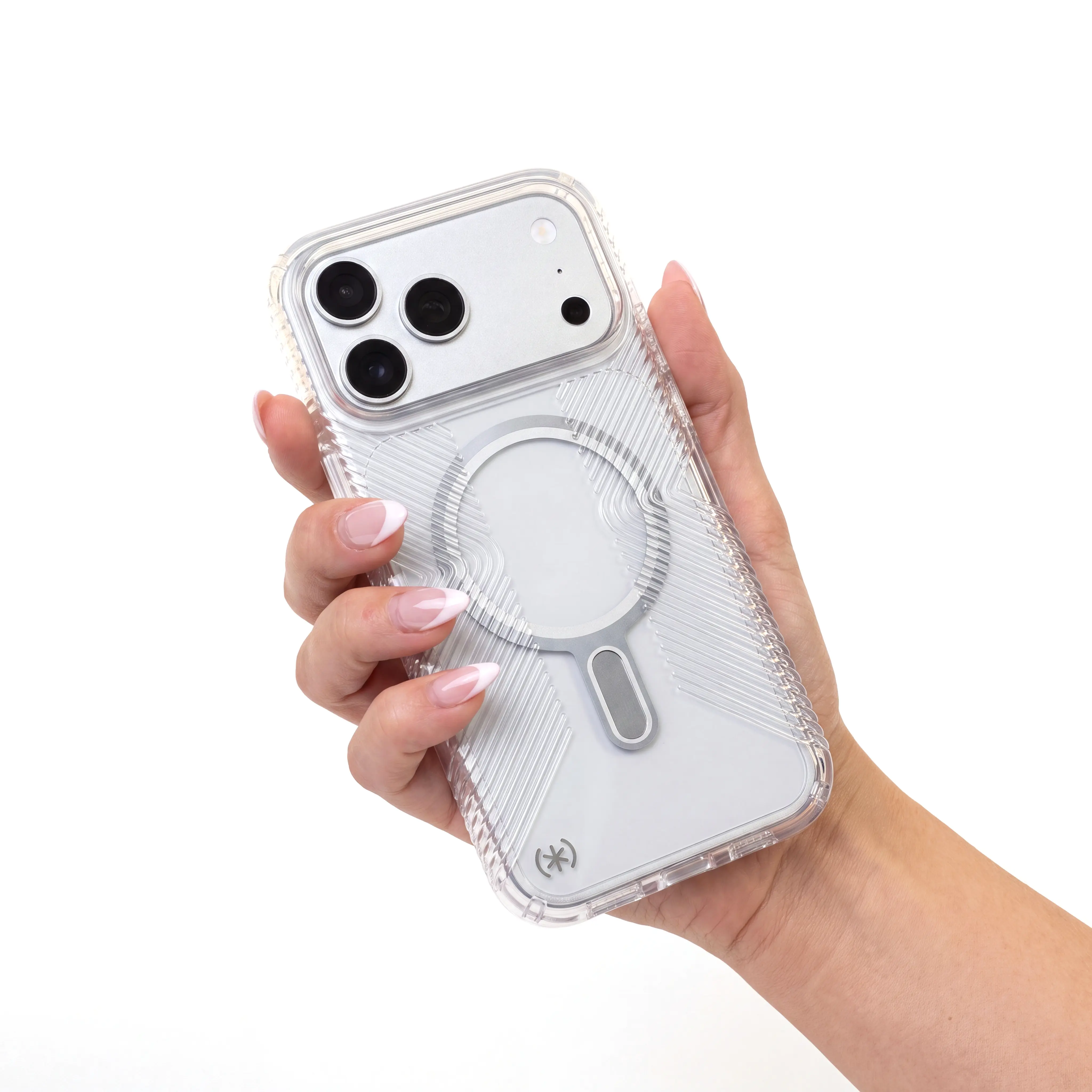 SPECK Presidio Perfect-Clear Grip Smartphone Case for iPhone 17 Pro, Anti-Yellowing, Clear Impact Protection, MagSafe with ClickLock No-Slip Interlock, Raised Bevel Screen Protection, No-Slip Inverted Grips