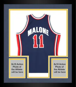 Framed Karl Malone Team USA Autographed Mitchell & Ness Navy 1996 Authentic Jersey with Multiple Inscriptions- Limited Edition of 10 - Fanatics Authentic Certified