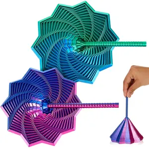 3D Printed Expanded Sensory Fidget Star Honeycomb Whirling Spiral Fractal Hexagon with Handles Stress Relief Desk Toy Christmas Easter Birthday Holiday Stocking Stuffer Gift