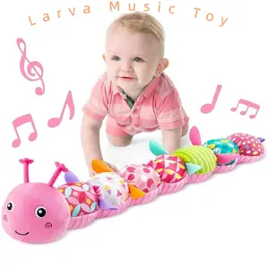 Musical Caterpillar Baby Toy, Plush Sensory Stuffed Animal with Rattles, Squeaker, Crinkle Paper & Teethers, High Contrast Textures for Visual & Auditory Development, Newborn Infant Tummy Time Toy , Perfect Baby Shower Gift