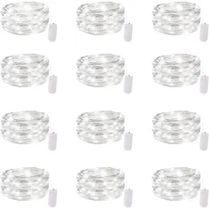 12 Pack Fairy Lights Battery Operated String Lights 7 Feet 20 Led Waterproof Christmas Lights Silver Wire Firefly Starry Moon Lights for Bedroom DIY Party Wedding Patio Christmas (Blue)