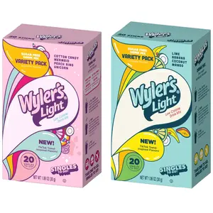 Wyler's Light TikTok Bundle - 20 Packets Per Box, 2pk - Pink Variety Pack and Blue Variety Pack - Trend Inspired Flavors - Low Calorie Drink Mix - Water Flavoring Packets