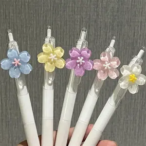 Cute Flower Gel Pens, Gift Pen, Retractable Rollerball Pens with Elegant Floral Design, Ink, Smooth Writing, Office School Home Use, Office Stationery Supplies