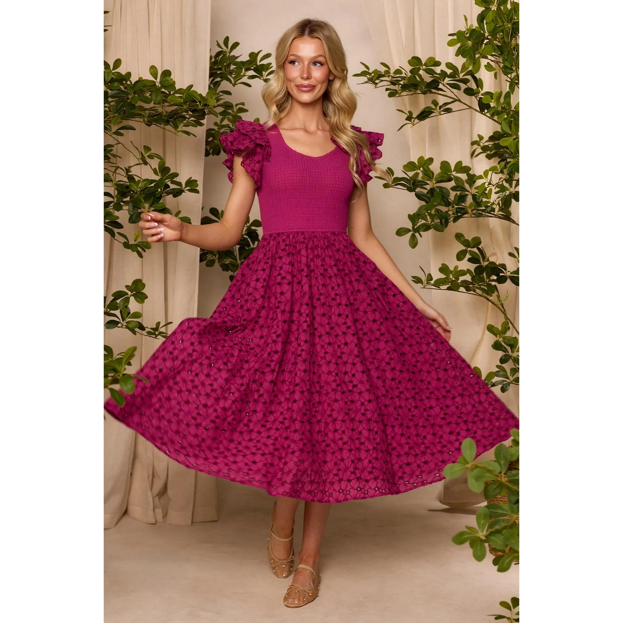 Hattie Dress in Magenta
