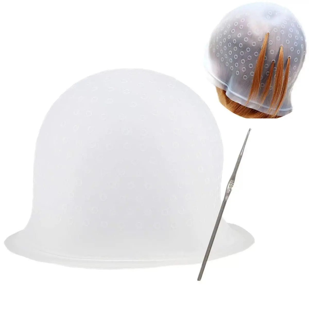 Reusable Silicone Highlighting Cap for Hair Dye, Salon Tool for Highlights and Balayage, Recyclable Single Item, Tiktok Trendy