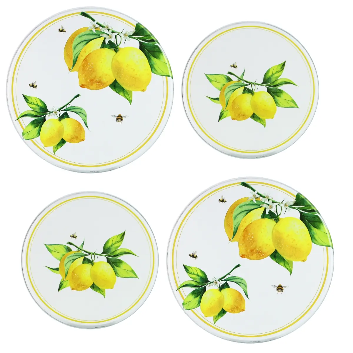 212 MAIN Tin Metal Electric Stove Burner Covers - Kitchen Organization, Fresh Lemon Design, Decorative Bee Design, 2 Sizes, 4 Covers for Range Burners & Household Appliances, Two Sizes