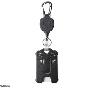 Heavy-Duty Retractable Badge Reel with Removable Cardholder, Stylish ABS & PC Construction, Large Card Storage Space, 31.5" Anti-Rust Extendable Wire Reel, Carabiner-Attached Luggage & Bag Accessory for Workers，Lost Reel with Carabiner,  Field Work