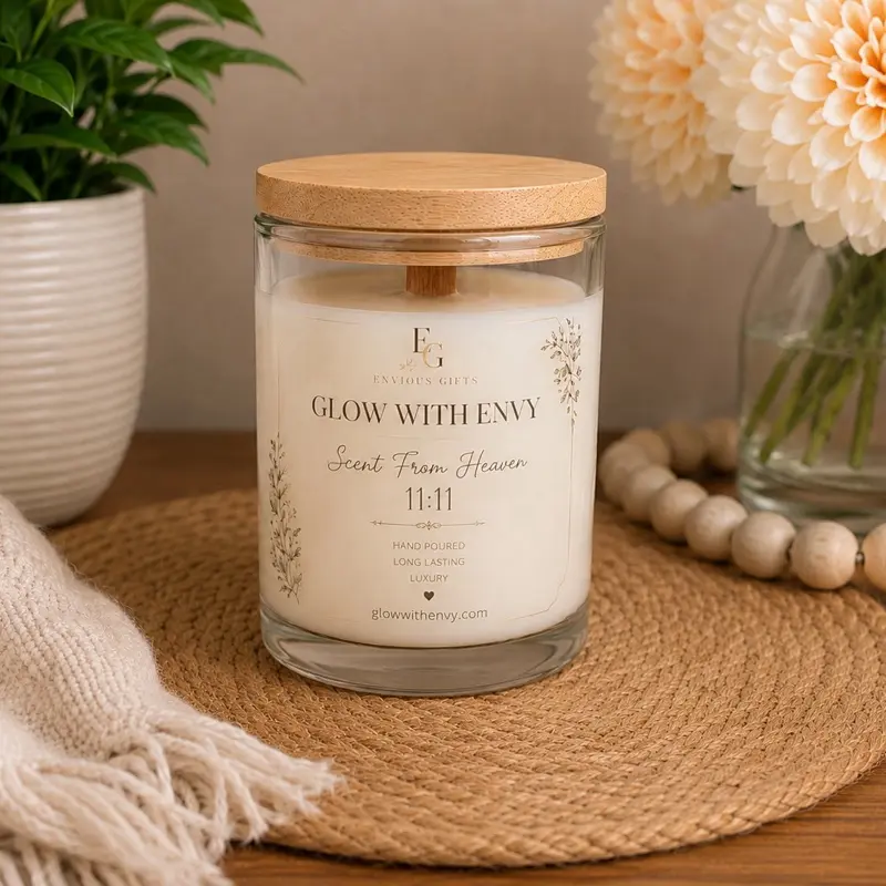 11:11 Candle - Heaven Scent - Blue Glass Jar - Premium Scented Candle for Home Decor and Relaxation