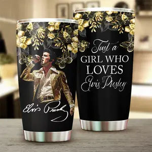 Just A Girl Who Loves Elvis Presley 20oz Tumbler, Stainless Steel Curved Cup, Elvis Fan Gift for Her