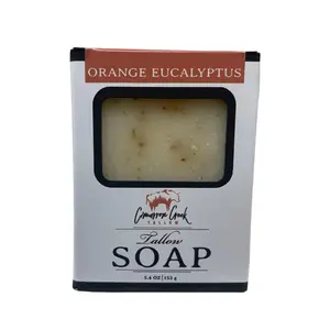 Grass-fed Orange Eucalyptus Beef Tallow Soap Bar 5.4oz/150g- Full Body Care that cleanses and moisturizes with the power of tallow plus skin smoothing exfoliators