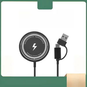 2-in-1 MagSafe 15W Wireless Charger Dual-Port A+C Ultra-Thin Magnetic Fast Charger with Strong Magnetic Grip for Cellphone Smartphone Electronic Charging Slim Hard Clear Case
