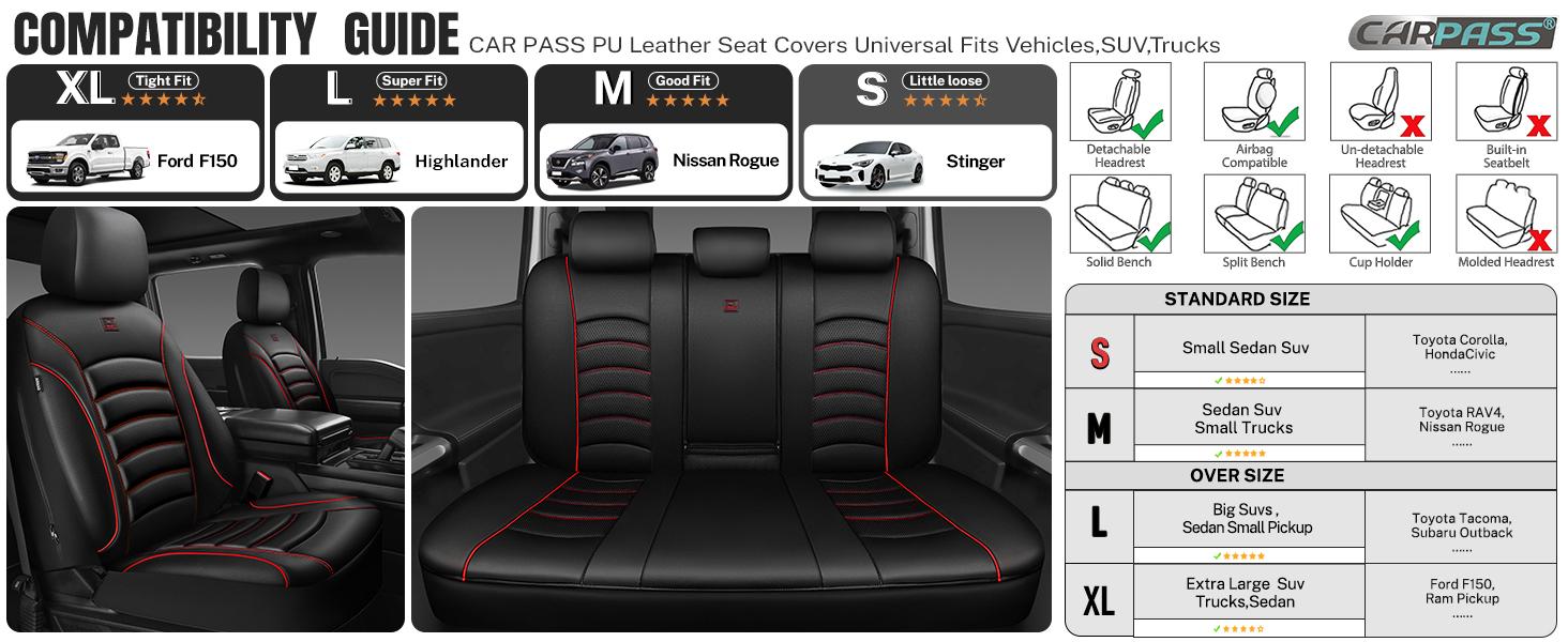 CAR PASS 3D Foam Mesh Leather Car Seat Covers Front Seats, Air Cool Mesh Front Seat Covers for Car, Universal Fit for SUV Truck Sedan Automotive, Armrest Airbag Compatible