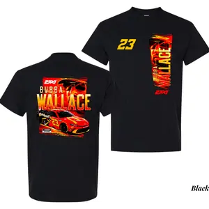 Bubba Wallace 23 Racing T-Shirt, Front and Back Graphic Tee, Vintage NASCAR Fanwear Top, Retro Car Racing Shirt for Men
