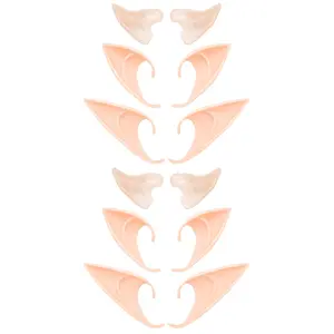 6 Pairs Elf Ears - Cosplay Fairy Pixie Elf Ears Soft Pointed Ears Tips Anime Party Dress Up Costume Makeup Masquerade Accessories Halloween Elven Vampire Fairy Ears