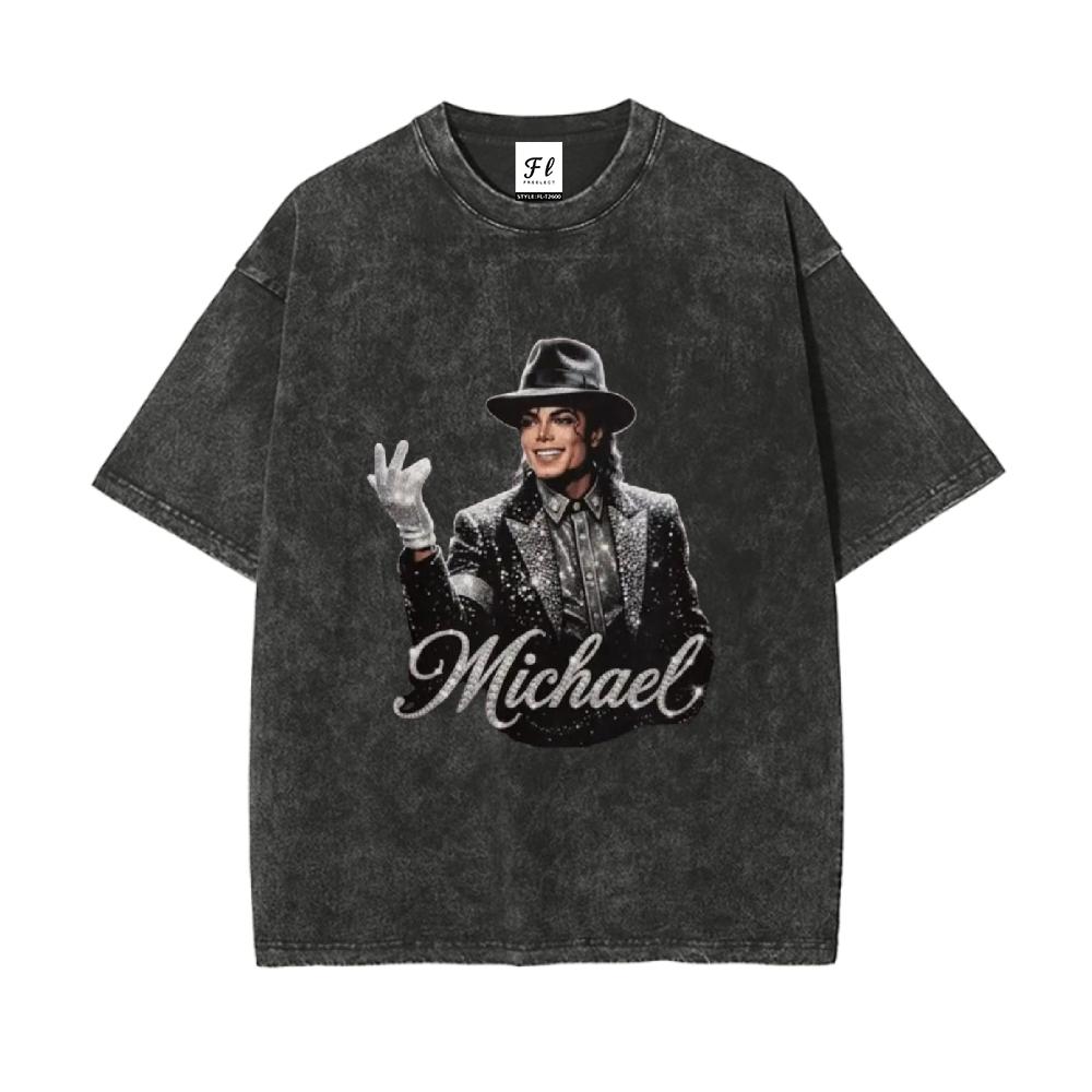 Michael Jackson King Of Pop Washable Direct Spray T-Shirt 260g Heavy Cotton Vintage Unisex Hip Hop Streetwear Tee