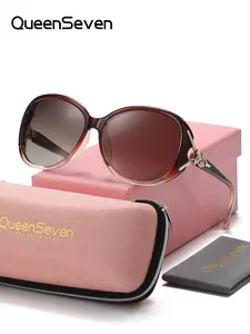 1 Pair Queenseven Unisex Oval Full Frame Polarized Fashionable Sunglasses, Capture Attention UV400