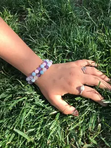 Spiritual Awareness Bracelet Trio with Amethyst, Aquamarine, and Rose Quartz Gemstones - 8mm Beads - Healing and Protection Stone Bracelet